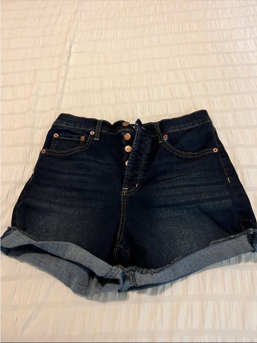 Jessica Simpson Dark Blue Roll-Cuff Denim Shorts
